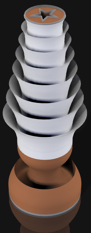 Handcrafted 3D Printed Lamp: Spiraling Rings, Star Detail (19" Tall)