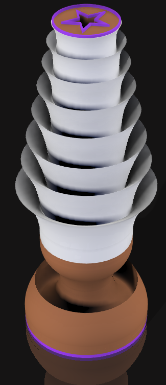 Handcrafted 3D Printed Lamp: Spiraling Rings, Star Detail (19" Tall)