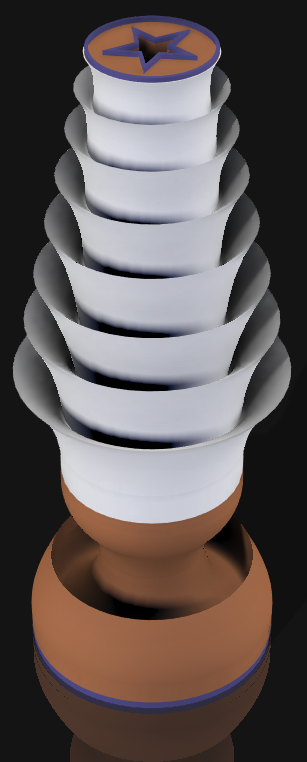 Handcrafted 3D Printed Lamp: Spiraling Rings, Star Detail (19" Tall)