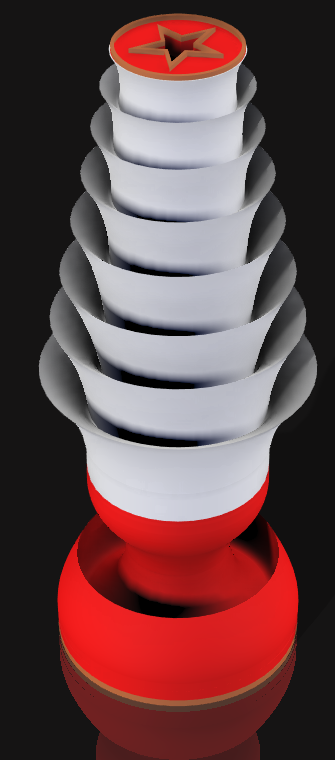 Handcrafted 3D Printed Lamp: Spiraling Rings, Star Detail (19" Tall)