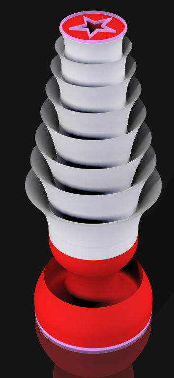 Handcrafted 3D Printed Lamp: Spiraling Rings, Star Detail (19" Tall)
