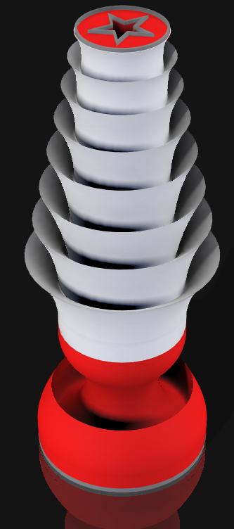 Handcrafted 3D Printed Lamp: Spiraling Rings, Star Detail (19" Tall)