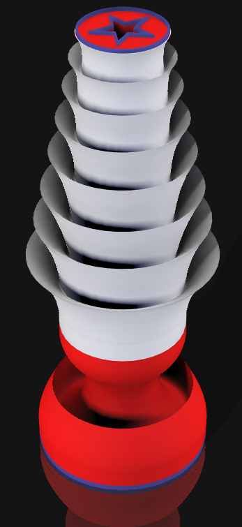 Handcrafted 3D Printed Lamp: Spiraling Rings, Star Detail (19" Tall)